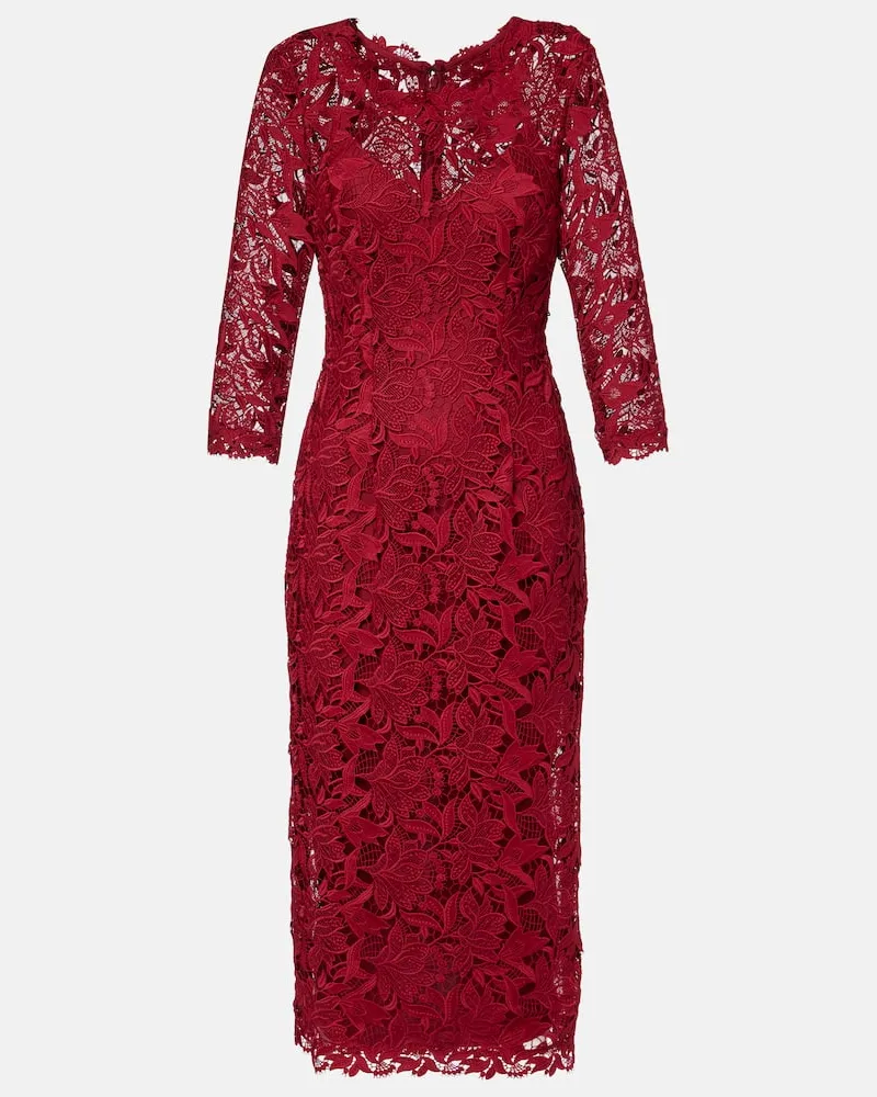 Carolina Herrera New York Midikleid aus Spitze Burgunderrot