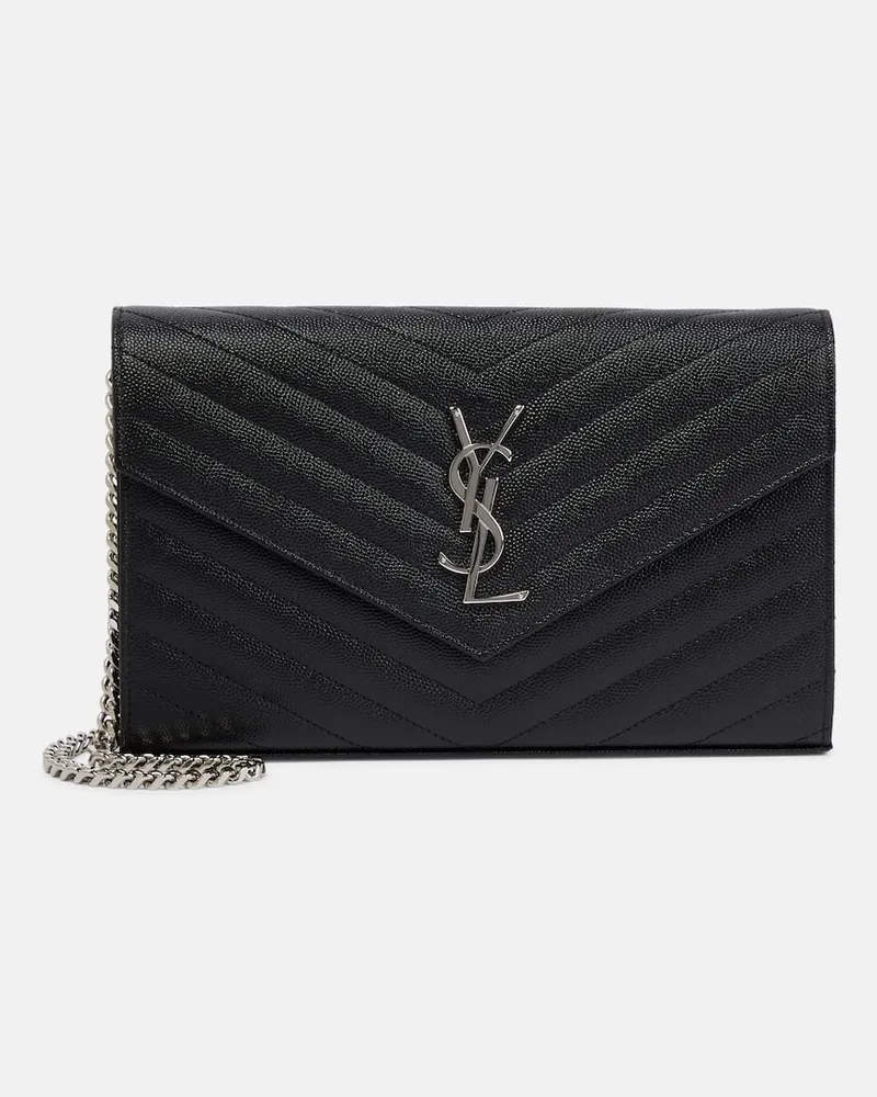 Saint Laurent Portemonnaie mit Kettenriemen Cassandre aus Matelassé-Leder Schwarz