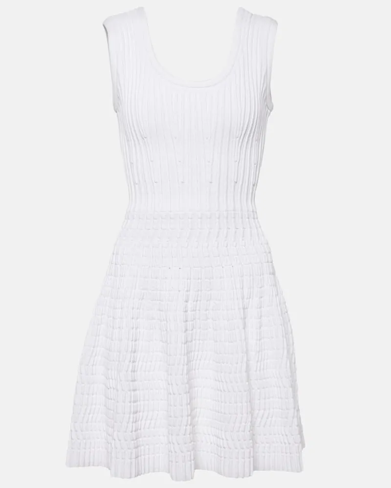 Alaïa Alaïa Minikleid aus Pointelle-Strick Weiß