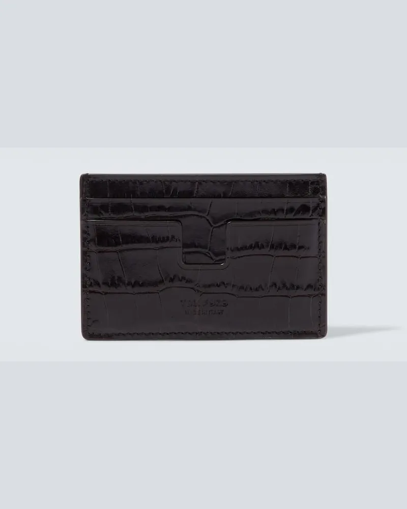 Tom Ford Kartenetui aus Lackleder Braun