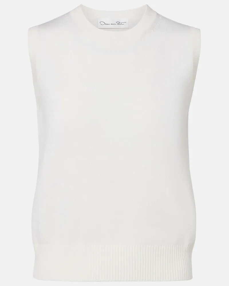 Oscar de la Renta Pullunder aus Schurwolle Weiß