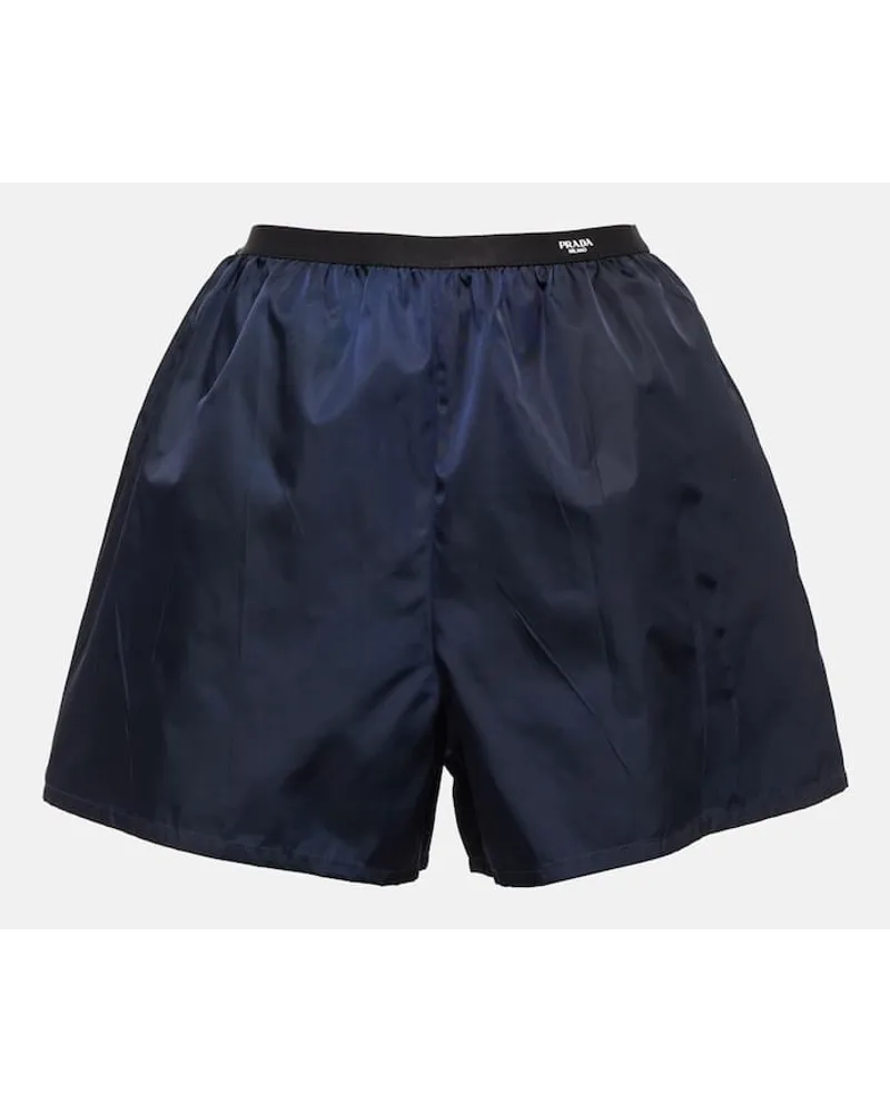 Prada High-Rise Shorts aus Re-Nylon Blau