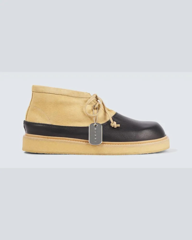 Marni Desert Boots aus Leder und Veloursleder Beige