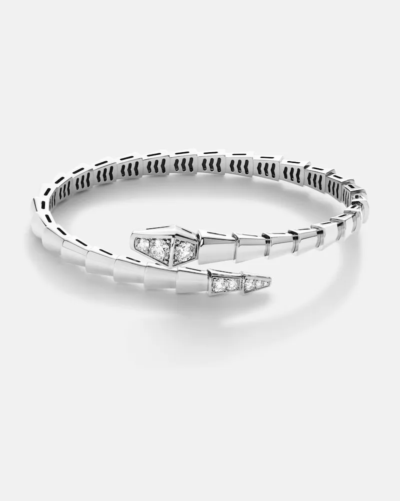 Bulgari Armreif Serpenti Viper aus 18kt Weißgold mit Diamanten Silber