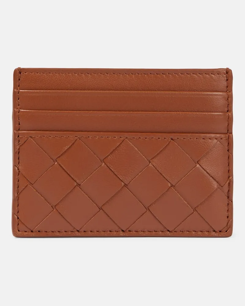Bottega Veneta Kartenetui Intrecciato aus Leder Braun