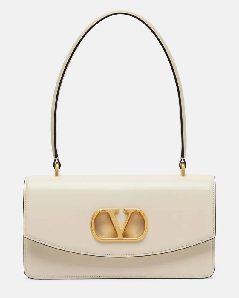 Valentino Garavani Schultertasche Vain VLogo aus Leder Beige
