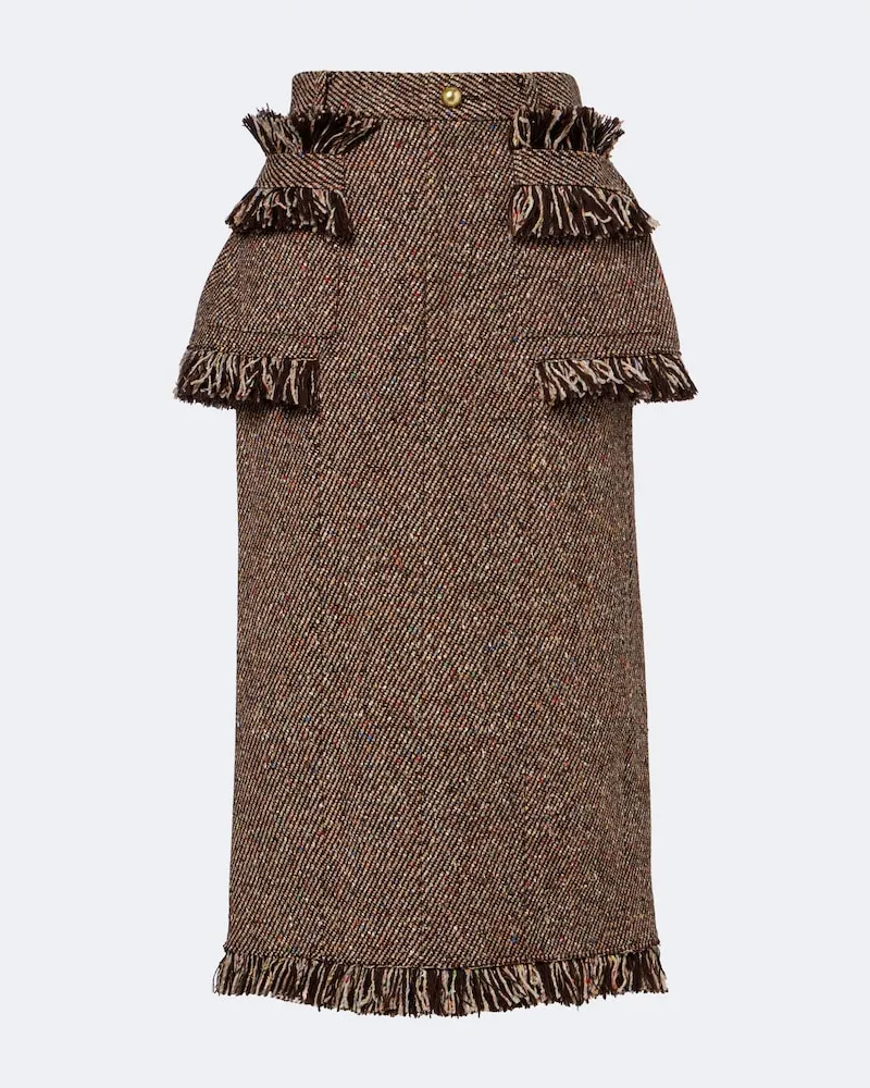 Sacai Midirock aus Tweed Braun
