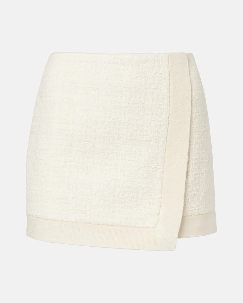 Balmain Minirock aus Tweed Weiß