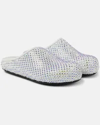 Marni Slippers Fussbett Sabot aus Leder mit Kristallen Weiss