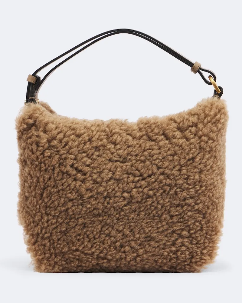 TOD'S Henkeltasche Metal Dots Mini aus Shearling Braun