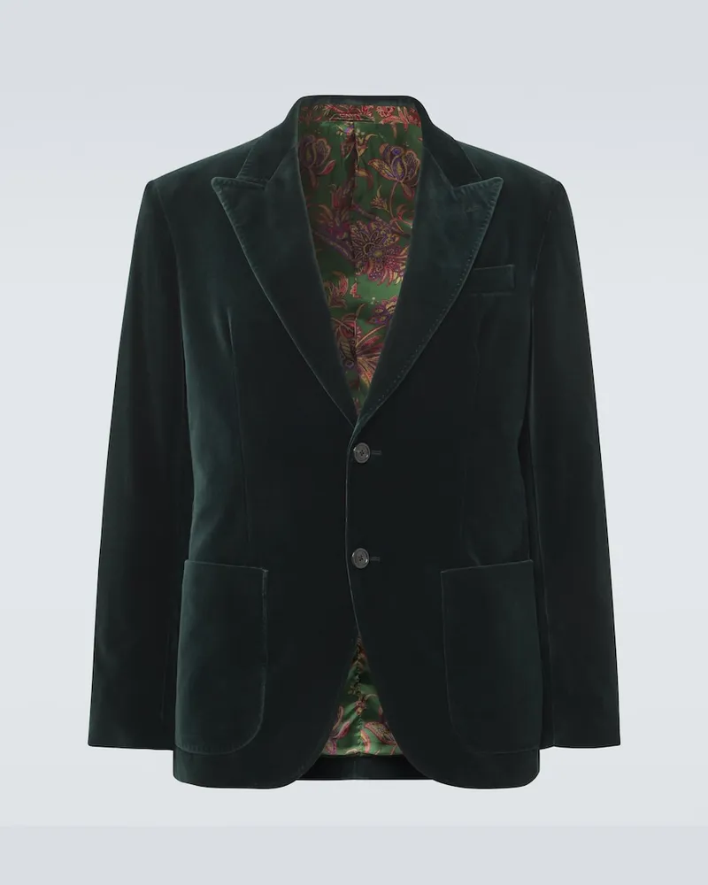 Etro Blazer aus Baumwollsamt Grün