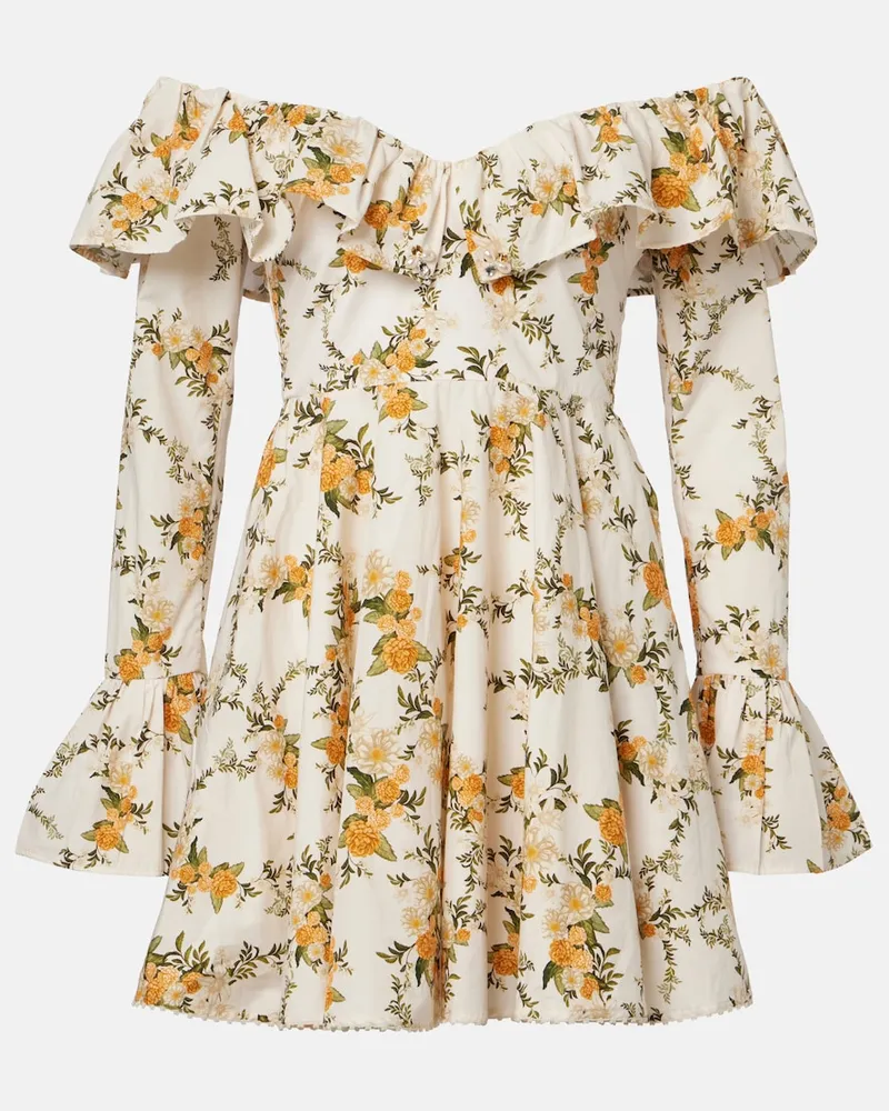 AGUA BENDITA Off-Shoulder-Minikleid Verso aus Baumwolle Weiß