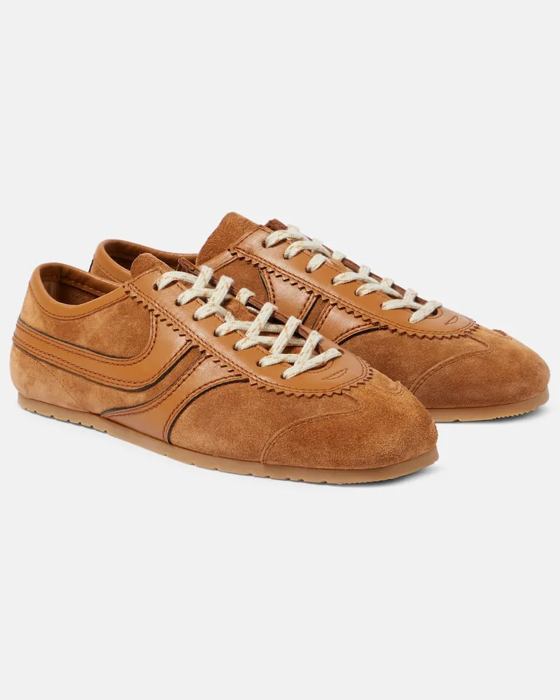 Dries van Noten Sneakers aus Leder und Veloursleder Neutral