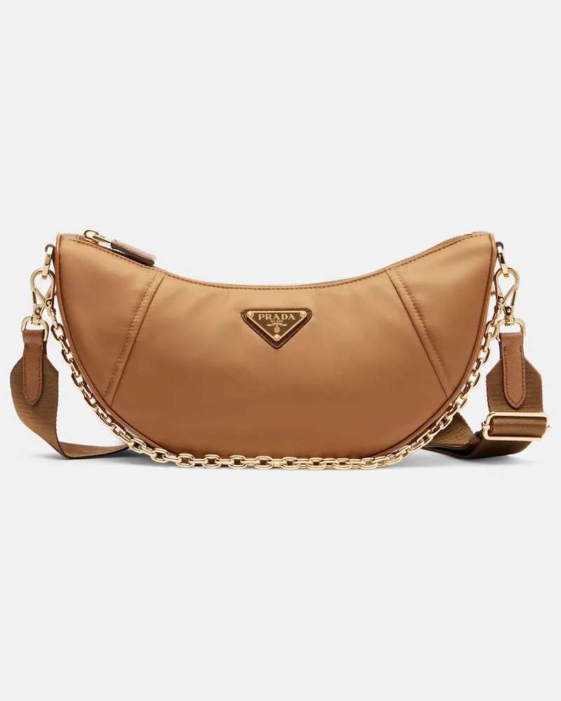 Prada Schultertasche Prada Demi-Lune aus Re-Nylon Braun