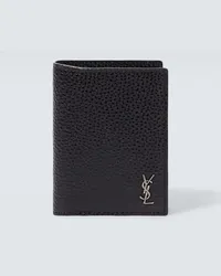 Saint Laurent Portemonnaie Tiny Cassandre aus Leder Schwarz