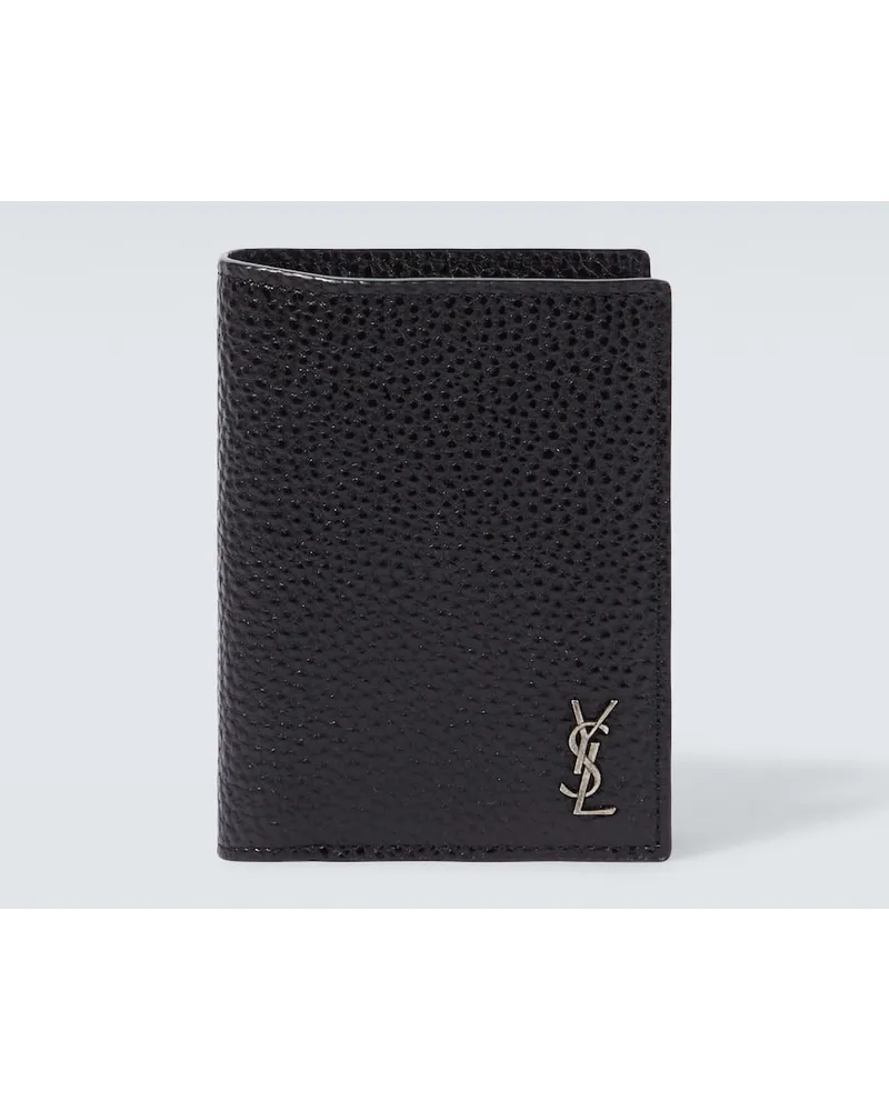 Saint Laurent Portemonnaie Tiny Cassandre aus Leder Schwarz