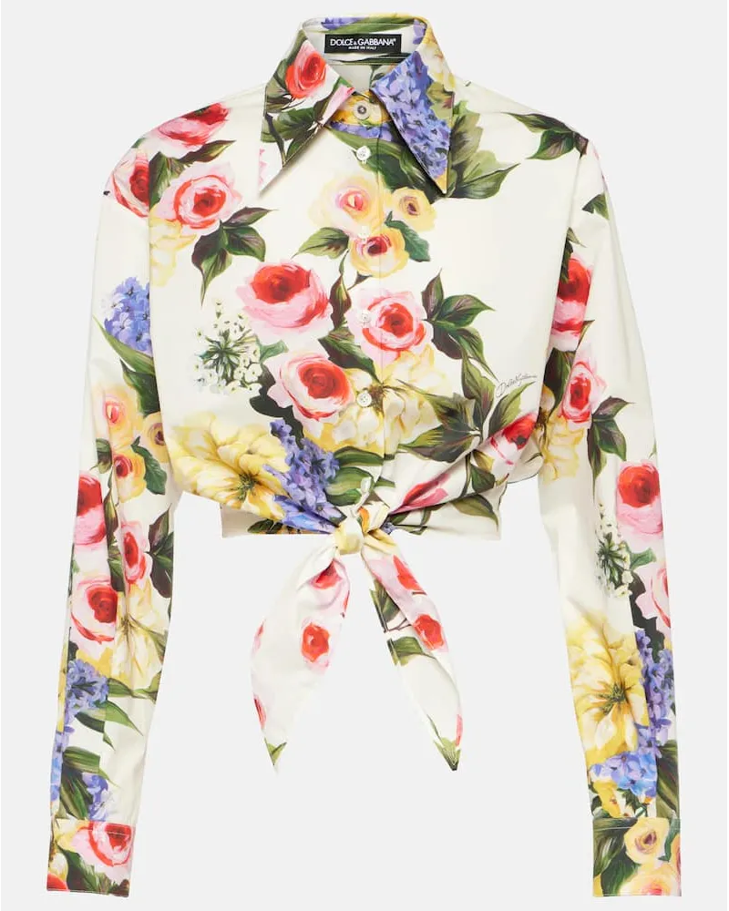 Dolce & Gabbana Cropped-Hemd aus Baumwollpopeline Multicolor