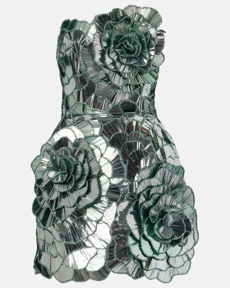 Oscar de la Renta Bustierkleid mit Pailletten Grün
