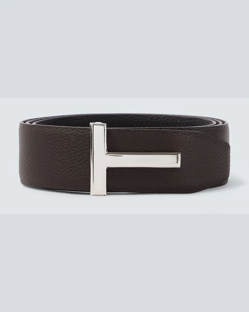 Tom Ford Wendbarer Gürtel T Icon aus Leder Braun