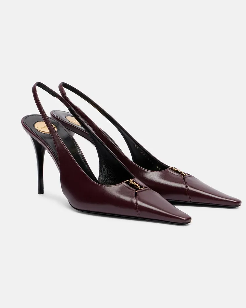 Saint Laurent Slingback-Pumps Babylone Breteuil aus Leder Burgund