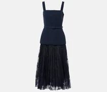 Midikleid aus Tweed und Guipure-Spitze