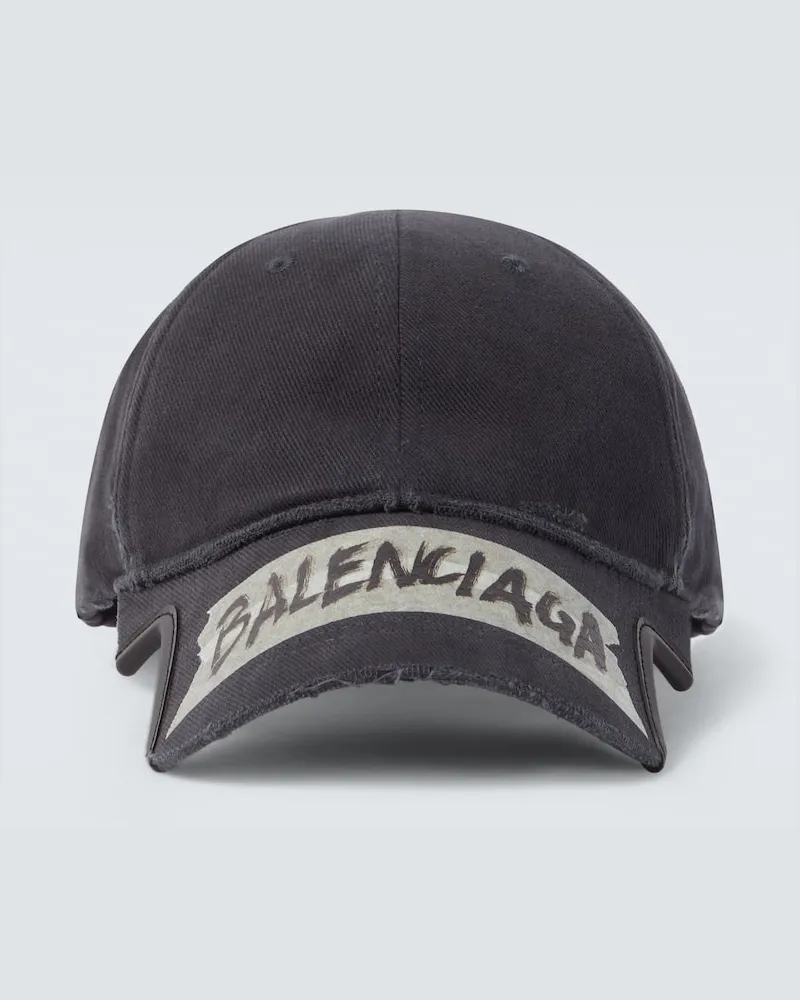Balenciaga Baseballcap Masking Tape aus Baumwoll-Drill Schwarz