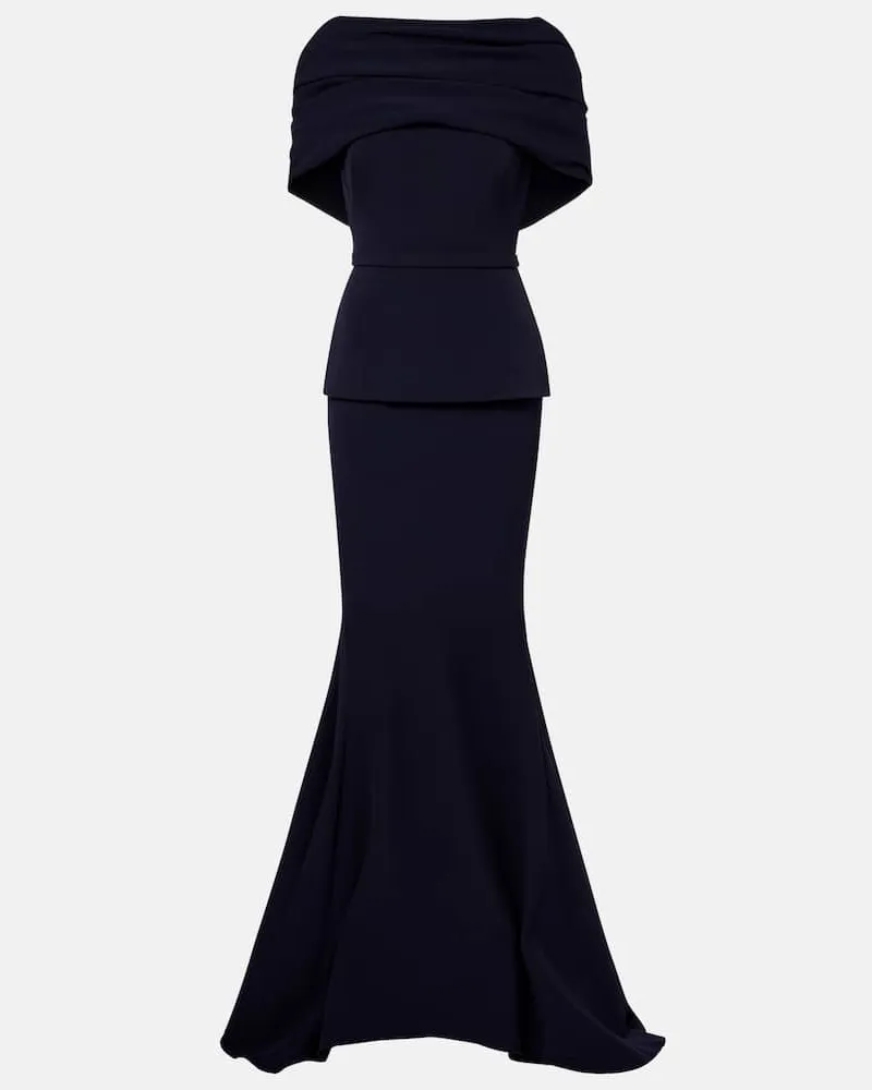 Safiyaa Off-Shoulder-Robe Loura aus Crêpe Blau