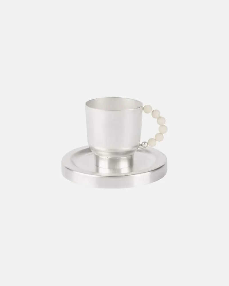 Natalia Criado Set Perlina aus Teetasse und Untertasse Silber