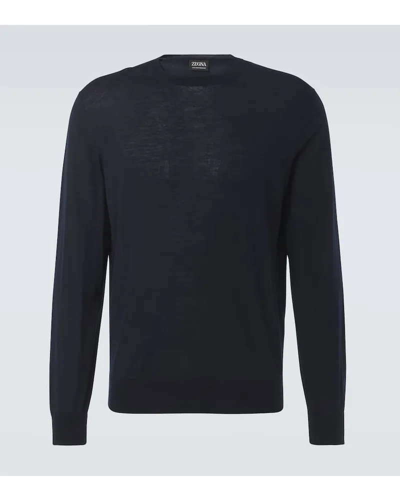Ermenegildo Zegna Pullover High Performance aus Wolle Blau