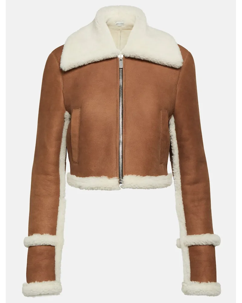 Magda Butrym Jacke aus Veloursleder mit Shearling Braun