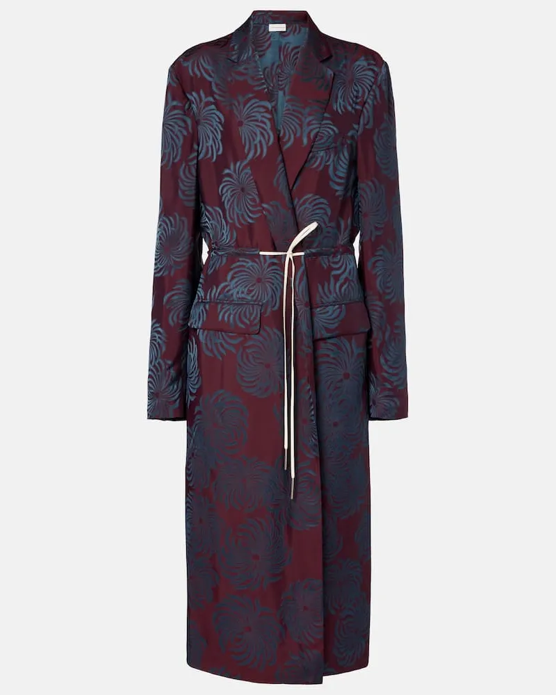 Dries van Noten Bedruckter Mantel Burgunderrot