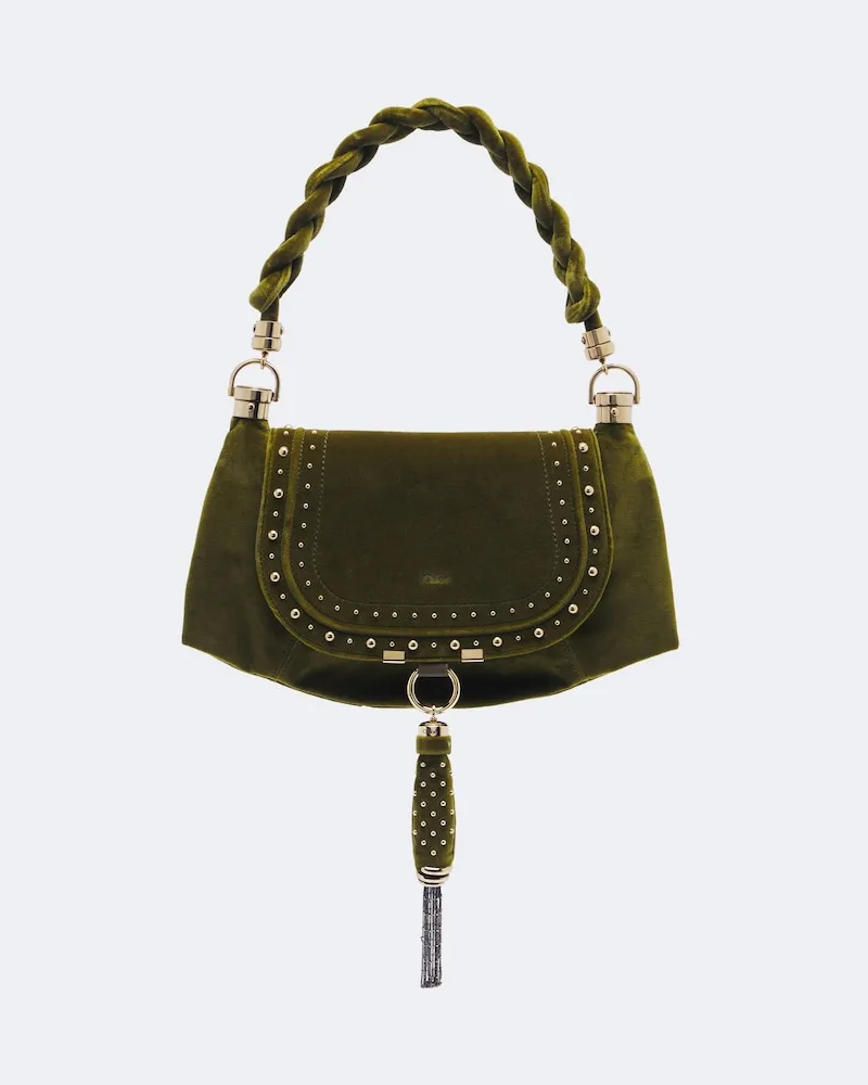 Chloé Chloé Schultertasche Marcie Foulard Small aus Samt Grün