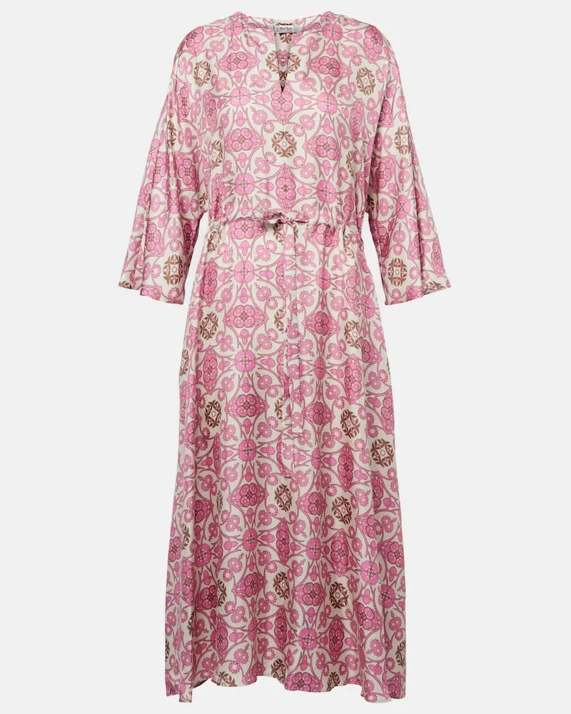 Max Mara Bedrucktes Maxikleid Fulvia aus Seide Pink