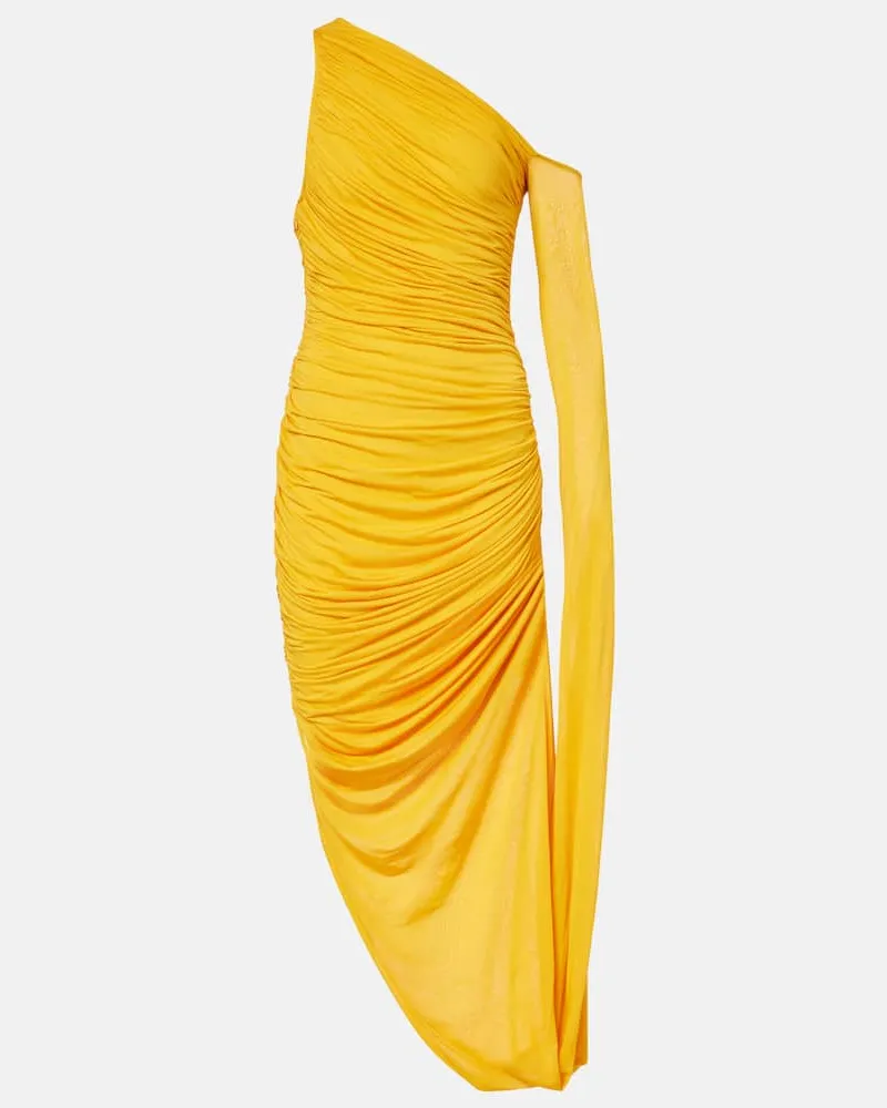 Thierry Mugler One-Shoulder-Maxikleid aus Jersey Gelb