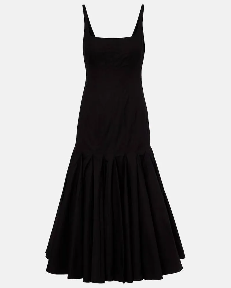 Jacquemus Midikleid Agave aus Baumwollpopeline Schwarz