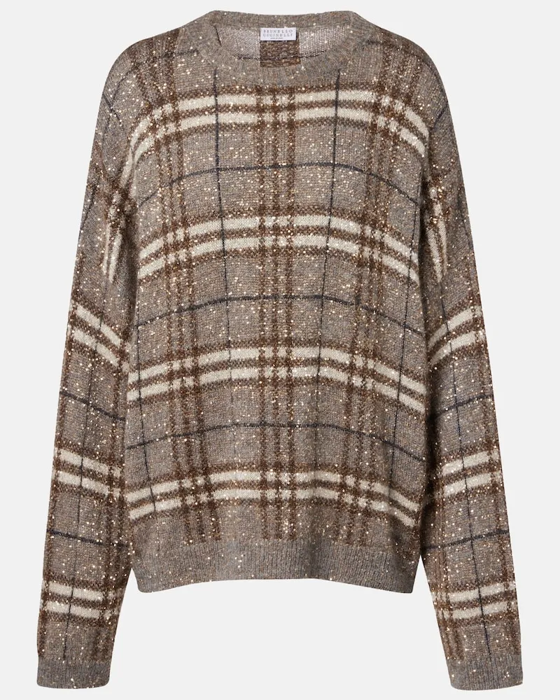 Brunello Cucinelli Pullover mit Pailletten Grau