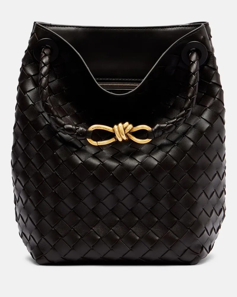 Bottega Veneta Bucket Bag Andiamo Knot Small aus Leder Braun