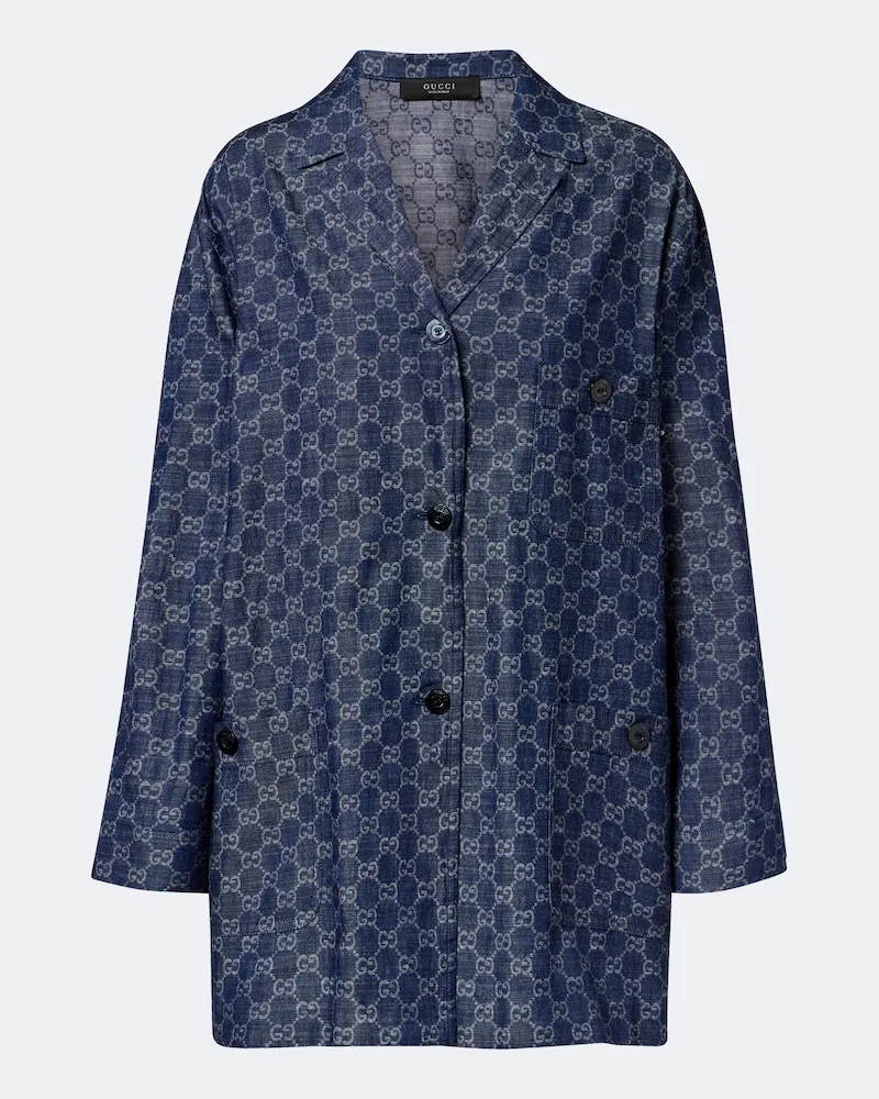 Gucci Jeanshemd GG aus Jacquard Blau
