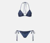 Bestickter Bikini Aster aus Denim