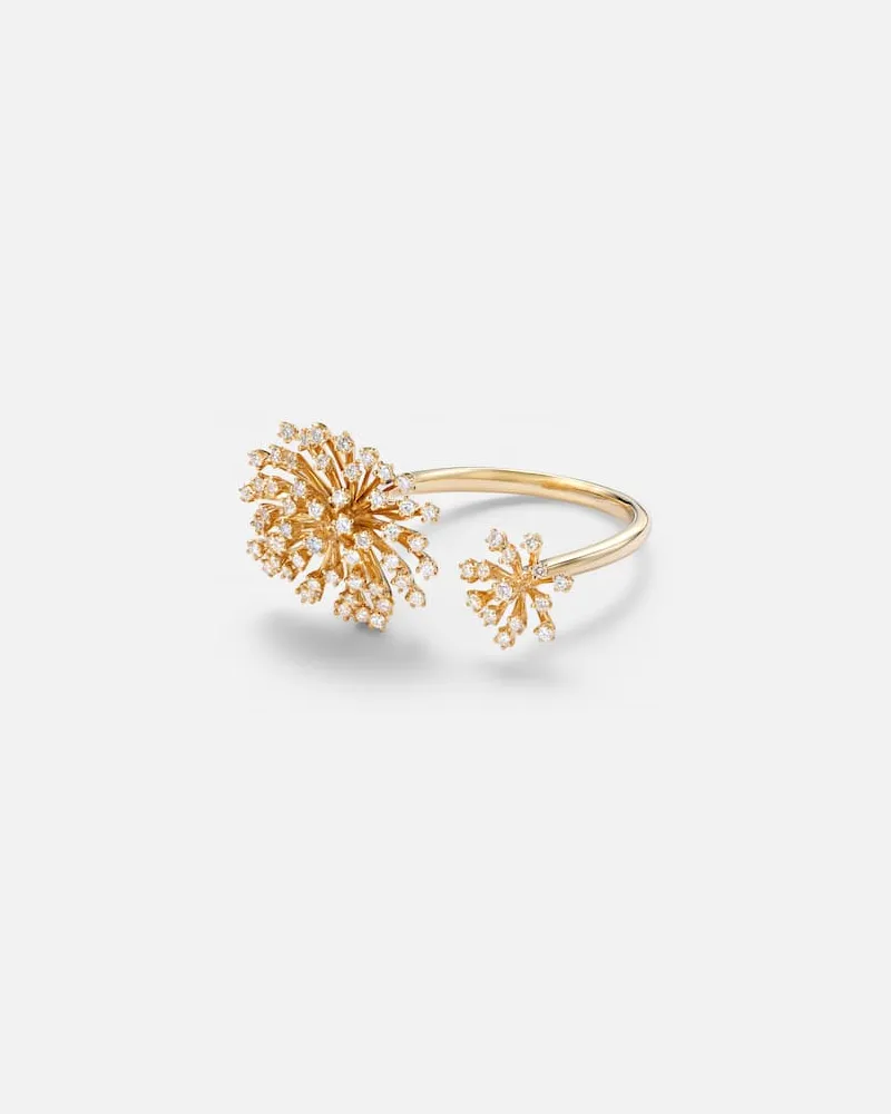 Sydney Evan Ring Burst Flower aus 14kt Gelbgold mit Diamanten Gold