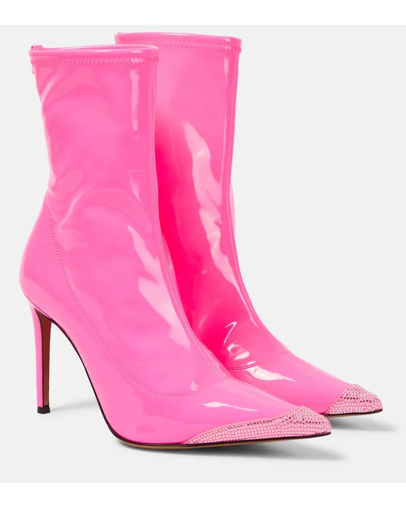 Alexandre Vauthier Verzierte Ankle Boots aus Lacklederimitat Pink