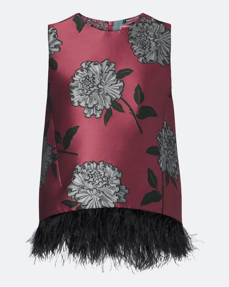 La DoubleJ Top La Scala aus Jacquard mit Federn Rosa