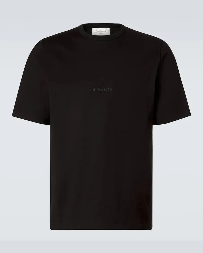 Saint Laurent T-Shirt aus Baumwoll-Jersey Schwarz