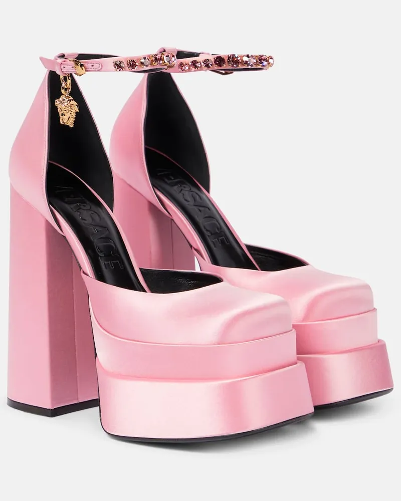Versace Plateau-Pumps Medusa Aevitas aus Satin Rosa