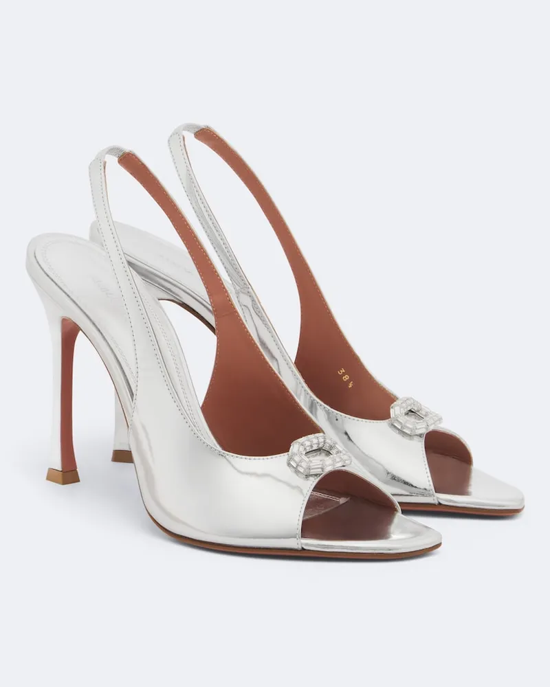 Amina Muaddi Mules Mini Camelia aus Leder Braun