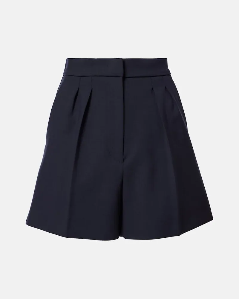 Max Mara High-Rise Shorts Zic aus einem Wollgemisch Blau