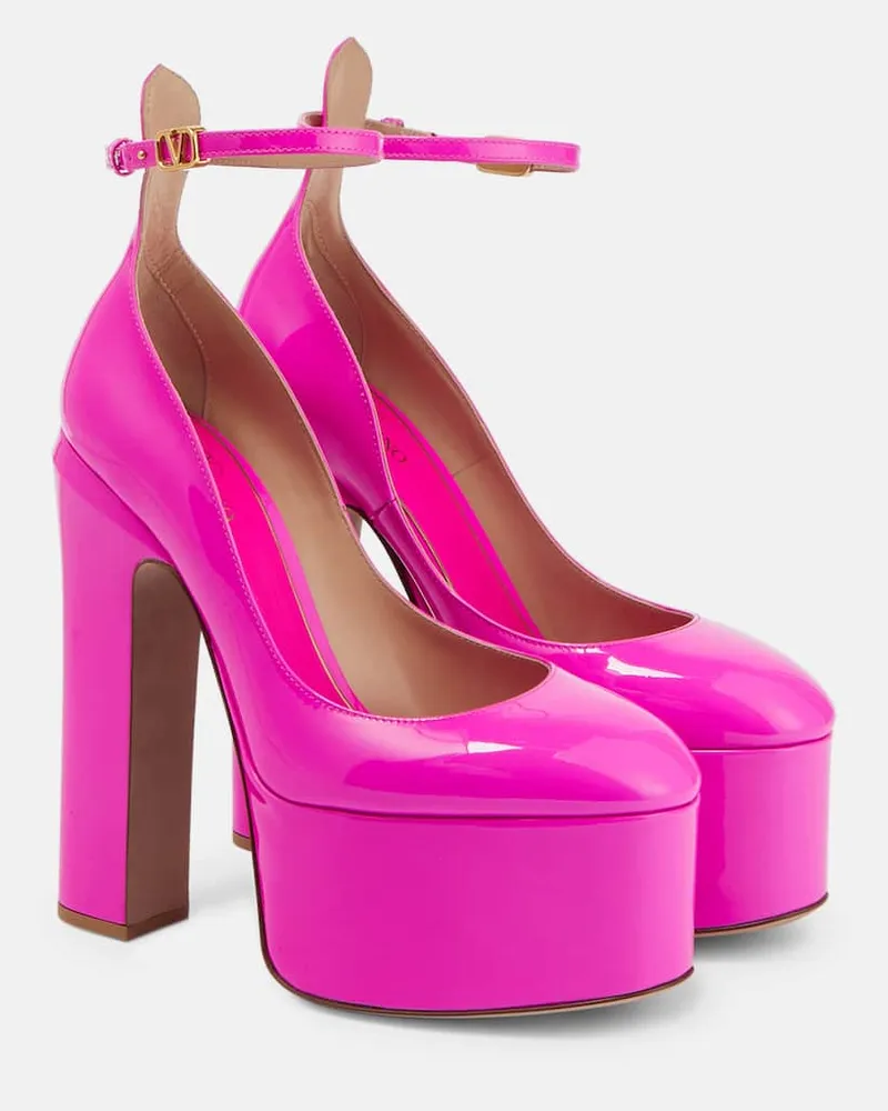 Valentino Garavani Plateau-Pumps Tan-Go 155 aus Lackleder Schwarz