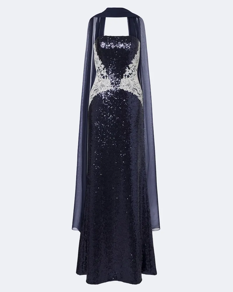 COSTARELLOS Bustier-Robe mit Pailletten Blau