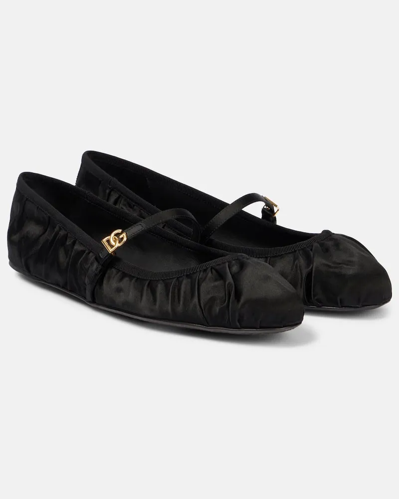 Dolce & Gabbana Ballerinas DG aus Satin Schwarz