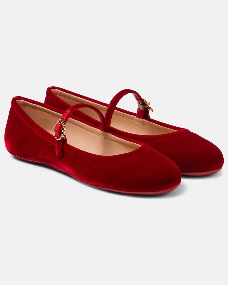 Gianvito Rossi Mary-Jane-Ballerinas Carla aus Samt Rot